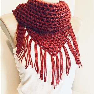 SOLD Crochet Shawl with Fringe Triangle Scarf Handmade